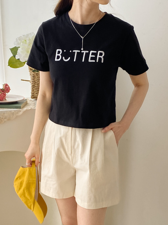 버터스마일 자수 반팔 티셔츠 3color