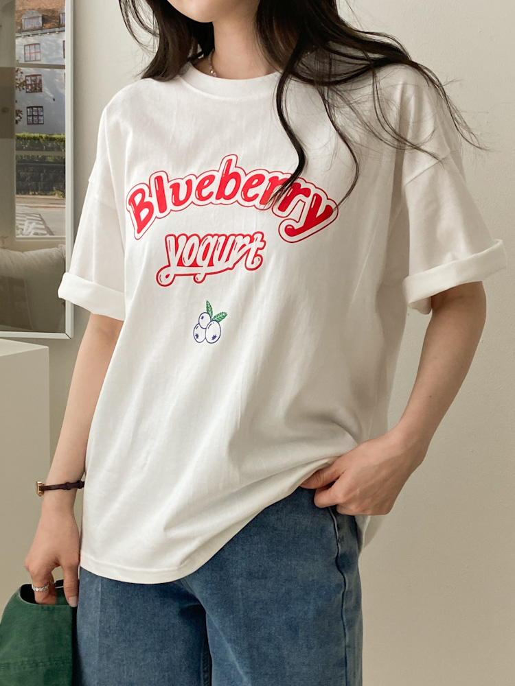 블루베리 루즈핏 반팔 티셔츠 3color